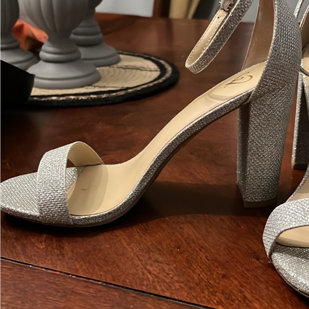 Windsor Silver Block Heel Sandals